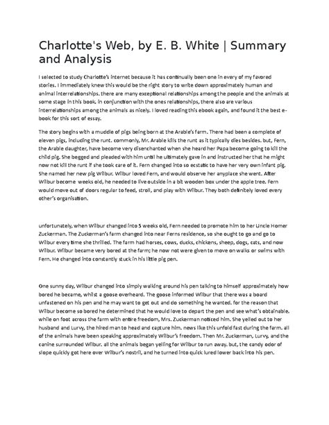 Charlotte's Web, by E. B. White Summary and Analysis - Charlotte's Web ...