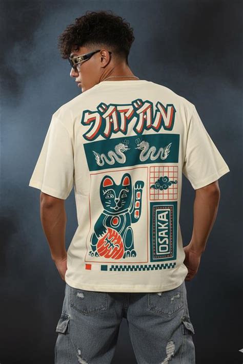 Japan Osaka Swan White Oversized Back Graphic Printed T-shirt – Veirdo