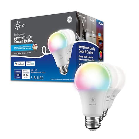 GE Cync Reveal 60-Watt EQ A19 Full Spectrum E26 Dimmable Smart LED ...
