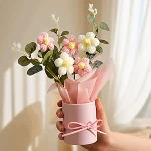 Buy TIED RIBBONS Artificial Crochet Flowers Bouquet (Pink, 7.9 Inch x 2 ...