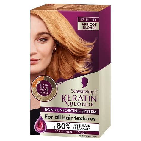 Schwarzkopf Keratin Color Permanent Hair Dye Apricot Blonde 8.7oz with ...