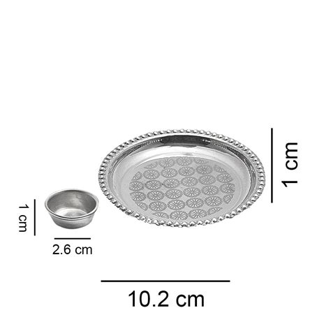 Silver Round Puja Plate with Katori for Puja