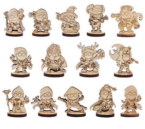 Buy DND Fantasy Miniatures 12 Cute Character Cl Set 2.5D Wood Laser Cut ...