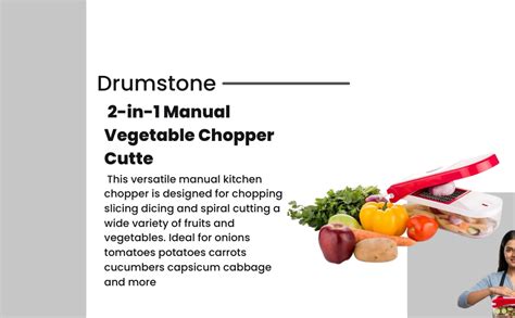 Drumstone (𝐒𝐩𝐞𝐜𝐢𝐚𝐥 𝟏𝟓 𝐘𝐞𝐚𝐫𝐬 𝐖𝐚𝐫𝐫𝐚𝐧𝐭𝐲) 2-in-1 Manual Vegetable Chopper ...