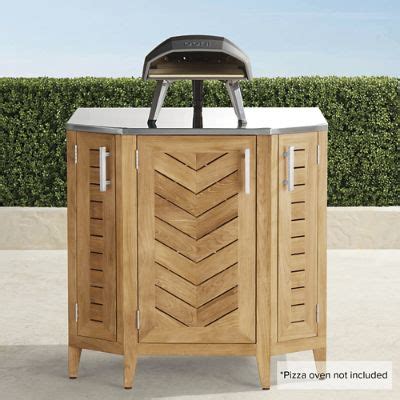 Westport Outdoor Kitchen Cabinet in Natural Teak with Marble Top ...