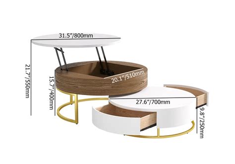 2-Piece Nesting Set Lift-Top Coffee Table And Wooden Coffee Table With ...