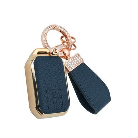 Keyzone litchi leather textured TPU key cover & keychain for Victoris,