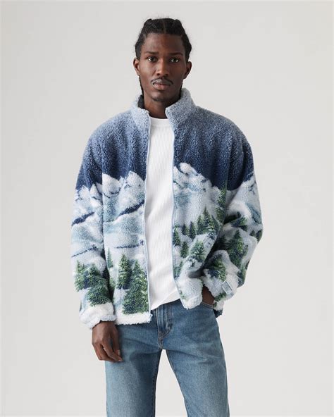 Jacquard Sherpa Full Zip Sweater - Blue | Levi's® US