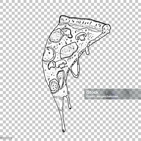 Drawing Of A Slice Of Pizza Vector Illustration Hand Drawn Pizza ...