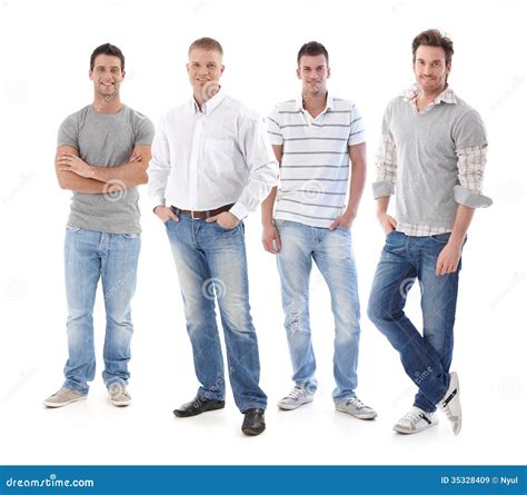 Full-length Portrait of Group of Young Men Stock Image - Image of ...