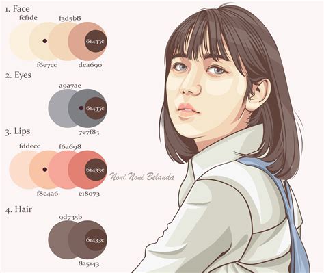 Pallet @noniart | Vector portrait, Digital portrait art, Digital art illustration