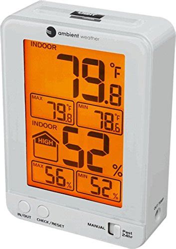 Ambient Weather WS-2063-W Indoor Temperature And Humidity Monitor With ...