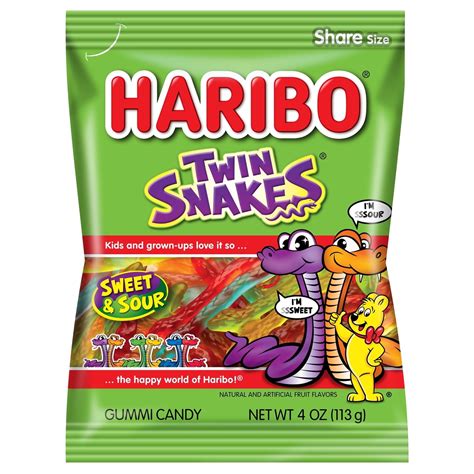 HARIBO Twin Snakes Gummies Original Sweet and Sour Assorted Fruit ...