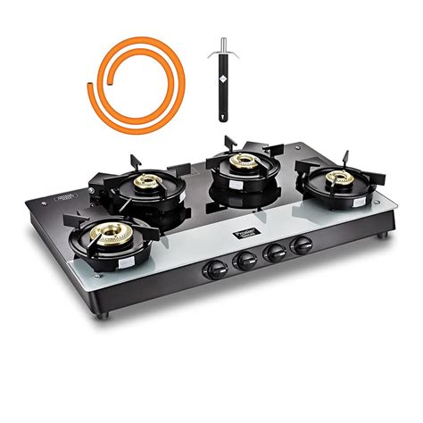 Prestige Svachh Duo Glass Top Gas Stove 4 Burner GTSD 04 L Bundle with ...