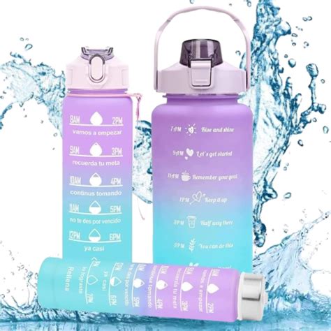 FUJINO Set of 3 Motivational Water Bottle, Sipper Bottle for Adults ...