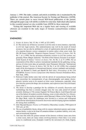 Forensic Science - credentials and complex foundational testimony have ...