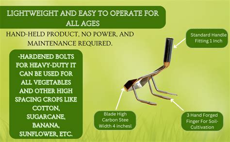 Jappy Agro Hand Weeder with cultiweeder 4 tines Manual 2 in 1 use Weed ...