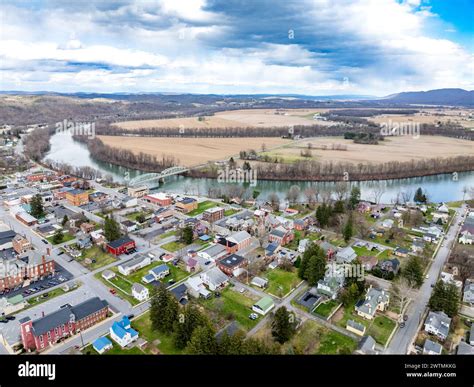 Jersey Shore, PA, USA - 03-17-2024 - Cloudy winter / spring aerial ...