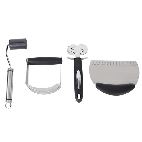 Buy 4 Pastry Baking Tool Sets Stainless Steel Pizza Cutter Pizza Wheel ...