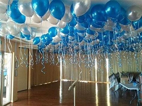 Grand Shop 50411 Metallic HD Toy Balloons Blue and Silver (Pack of 50 ...