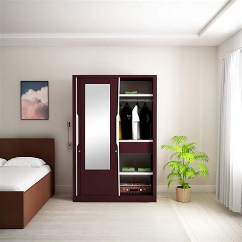Godrej Interio Slide N Store Pro 2-Door Wardrobe with Mirror (Matte ...