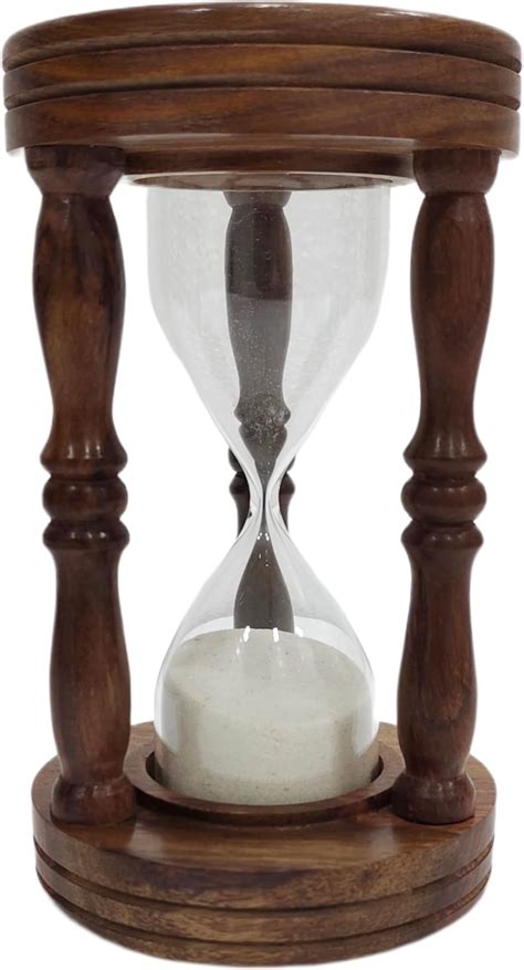 Amazon.com: Antique Wooden Glass White Sand Timer 5 Minutes Hourglass ...