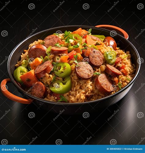 Jambalaya: Creole and Cajun Rice Dish with Meat and Vegetables Stock ...