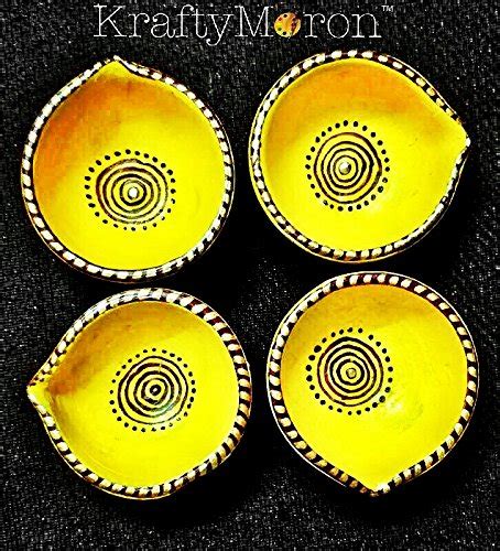 Buy TIED RIBBONS Clay Matki Handmade Decorative Diya for Diwali (Set of ...