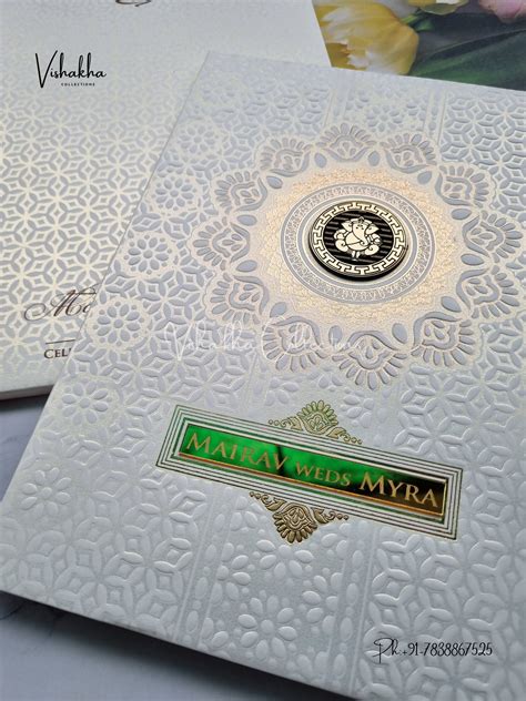Semi Box Ganesh Ji Hindu Padded white Colored invitation Cards SK-3324 ...