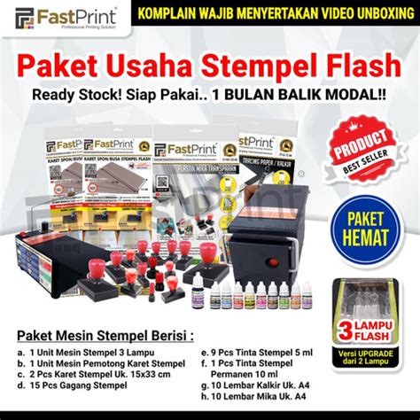 Jual Paket Usaha Mesin Stempel Flash Premium 3 Lampu Plat Besi Paket ...