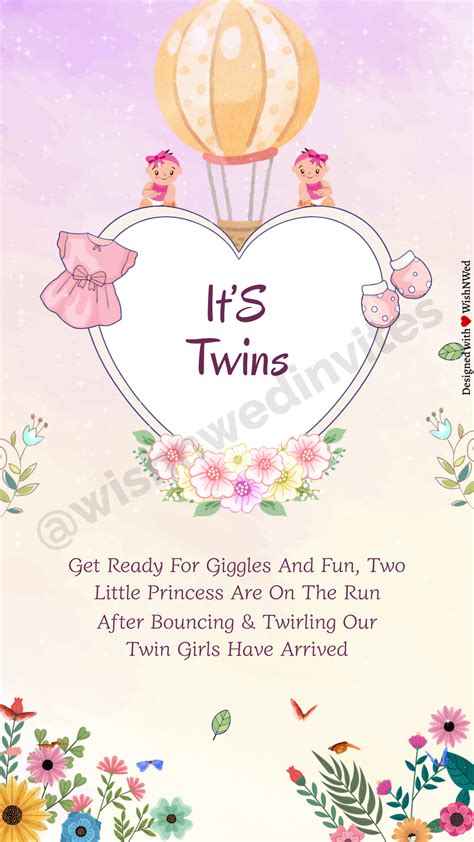 Customizable Twin Girls Birth Announcement Video Template - Wish N Wed