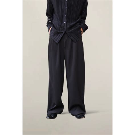 deadstock wide straight 2-tuck slacks with drawcord【OT-13433】 | cv