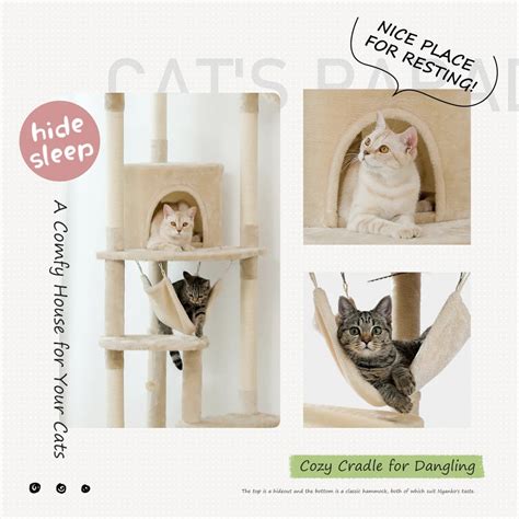 Floor to Ceiling Height Adjustable Cat Condo Bed - Beige | House Of ...