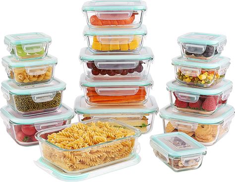 Vtopmart 15 Pack Glass Food Storage Containers, Meal Prep Container ...