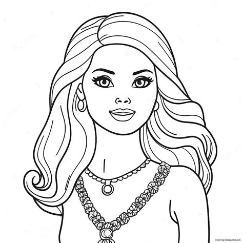 Fashionable Barbie Doll Coloring Page (29175-23052)