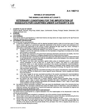 SG Veterinary Conditions For The Importation Of Dogs/Cats For Countries ...