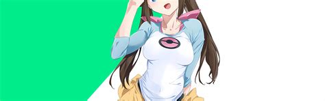 Download wallpaper girl, long hair, brown hair, anime, blue eyes ...