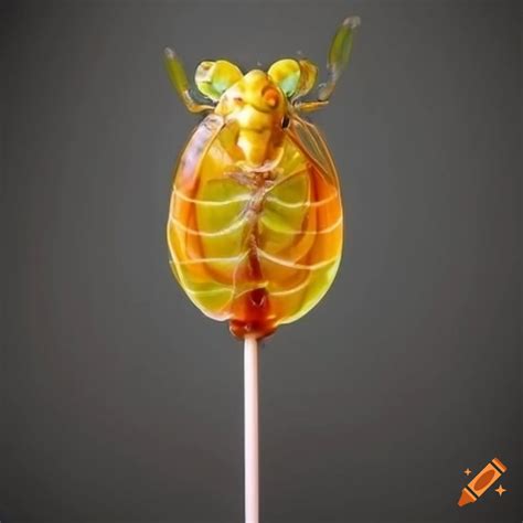 Large yellow lollipop with a realistic cicada inside on Craiyon