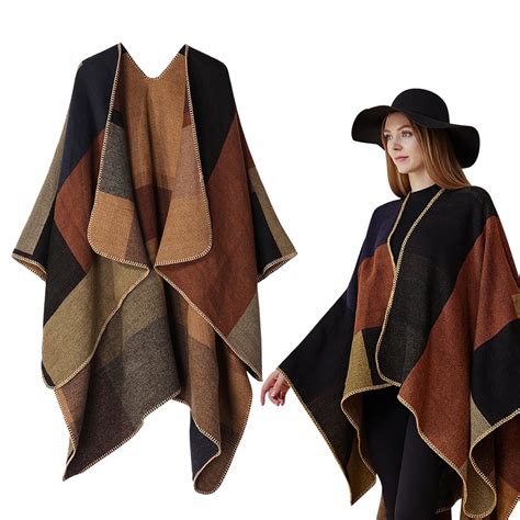 Shawls for Women Ponchos Scarf Womens Shawls and Wraps Cape Coat Open ...
