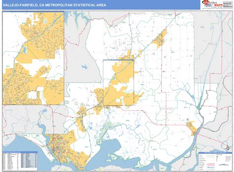 Vallejo-Fairfield, CA Metro Area Wall Map Basic Style by MarketMAPS ...