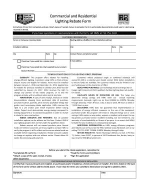 Fillable Online Commercial and Residential Lighting Rebate Form Fax ...