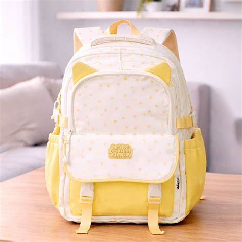 Little Surprise Box White & Pastel Yellow Star Print, Ear Detail School ...