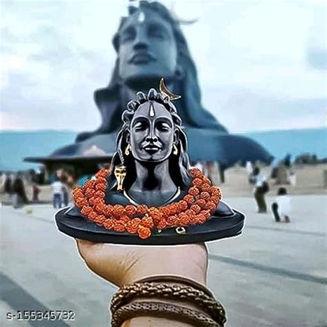 Adiyogi Shiva Statue & Rudraksha Mala for Car Dash Board, Pooja & Gift ...