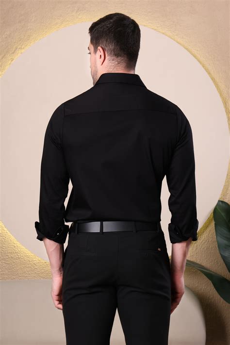 Pier Seven Hand Embroidered Cotton Men's Slim Shirt - Black (PWY233)