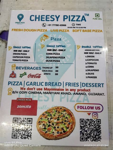 Menu at CHEESY PIZZA, Anand