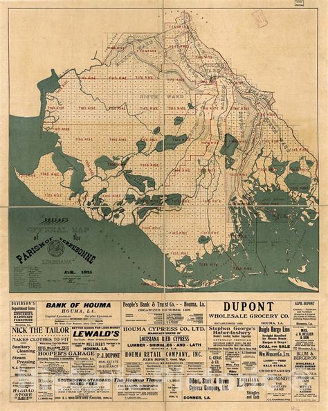 Historic 1916 Map - Bocage's Official map of The Parish of Terrebonne ...
