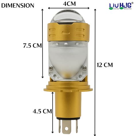 LIU HJG H4 Golden Projector Headlight Bulb Waterproof & Dustproof High ...