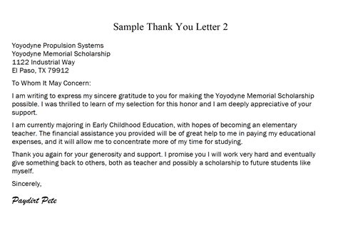 Scholarship Thank You Letter Appreciation Free Appreciation Letter For