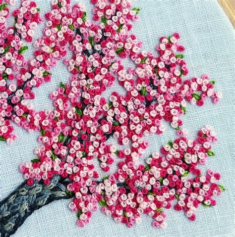 Buy Cherry Blossoms Hand Embroidery Tutorial, Pattern PDF Digital, Pink ...