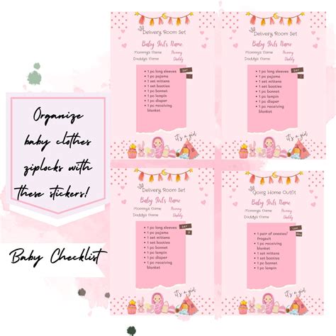 Baby Girl Pink Editable Hospital Documents Sticker Labels - Etsy